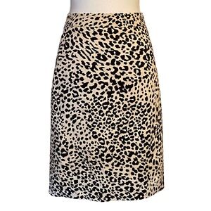 Ann Taylor LOFT Animal Print Pencil Skirt | Black + Cream | Fully Lined (4)